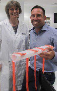 Scott Blackburn from Fluoro Medical and Flinders University's Prof Karen Reynolds with one of the CAS Splints. 