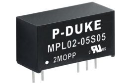 A compact, black power converter labeled with P-Duke MPL02