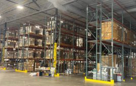 A warehouse with shelves of medical equipment