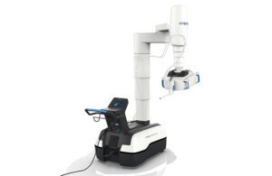 Titan Medical's black and white Enos surgical robotics console