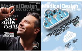 The March and May 2022 covers of Medical Design & Outsourcing magazine.