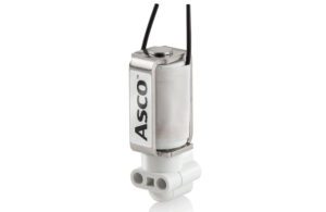 A photo of Emerson ASCO's Series 090 three-way miniature solenoid valve.