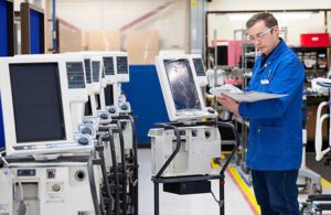 A Medtronic employee checks inventory in Galway, Ireland, where the device maker has significant manufacturing operations. 