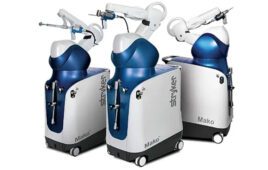 A photo of Stryker's Mako orthopedic surgical robotics systems.