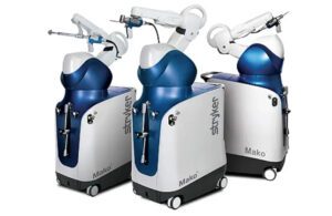 A photo of Stryker's Mako orthopedic surgical robotics systems.