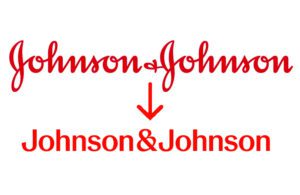 The 136-year-old Johnson & Johnson cursive logo and the new logo.